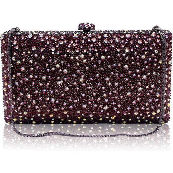 Elegant Crystal Evening Handbag with Button Closure for Special Occasions